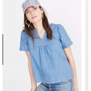 Madewell Denim Popover Swing Top